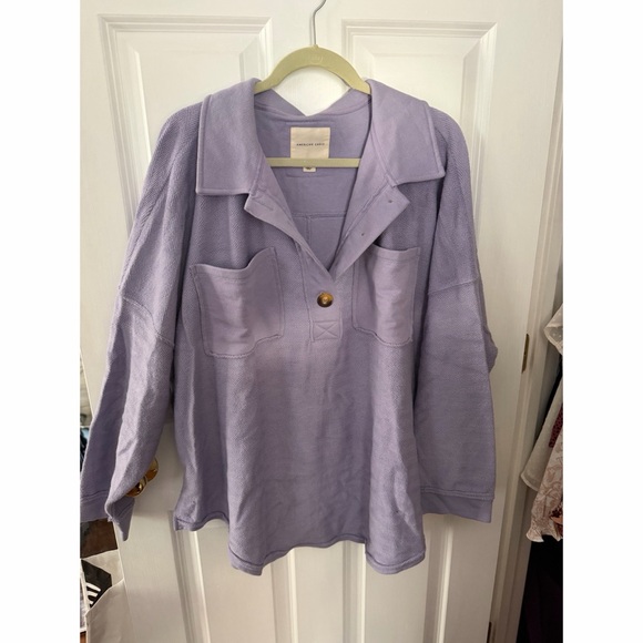 American Eagle Outfitters Tops - American Eagle Outfitters Lavender Button Down Sweatshirt